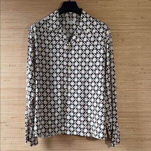 Sandro Brown and Cream Geometric Men's Shirt